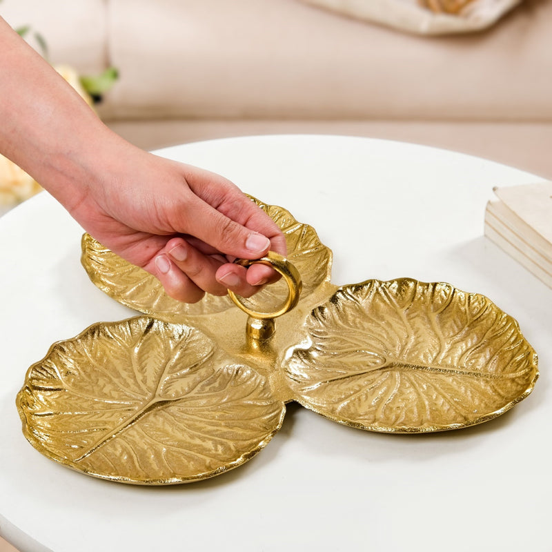 Lotus Leaf Trio Platter Gold