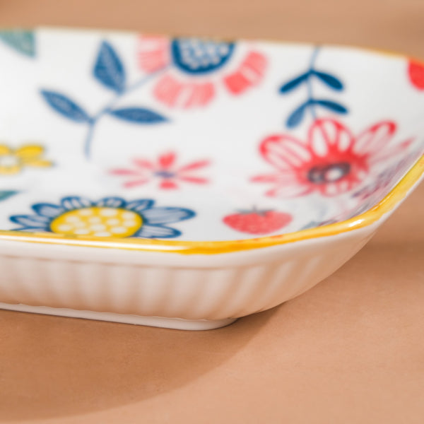 Spring Floral Square Snack Plate 8 Inch