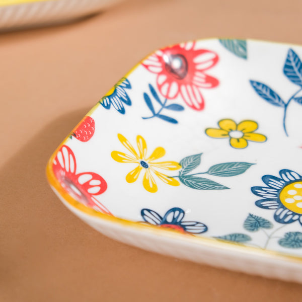 Spring Floral Square Snack Plate 8 Inch