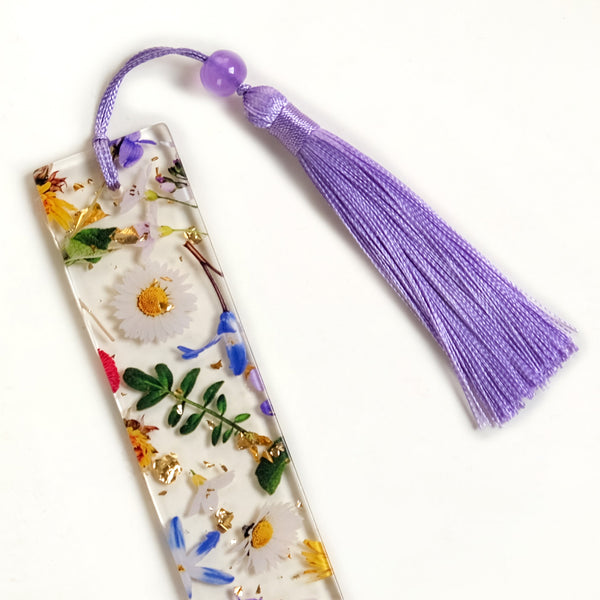 Floral Fables Resin Bookmark With Tassel