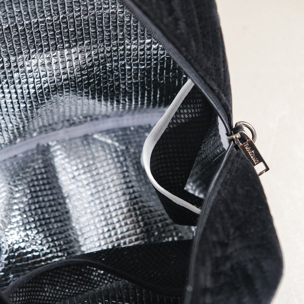 Sling Velvet Thermal Insulated Lunch Bag Black