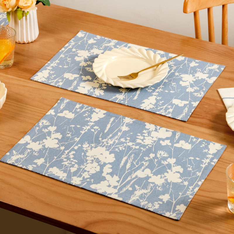 Slate Blue Pure Cotton Placemat Set Of 4
