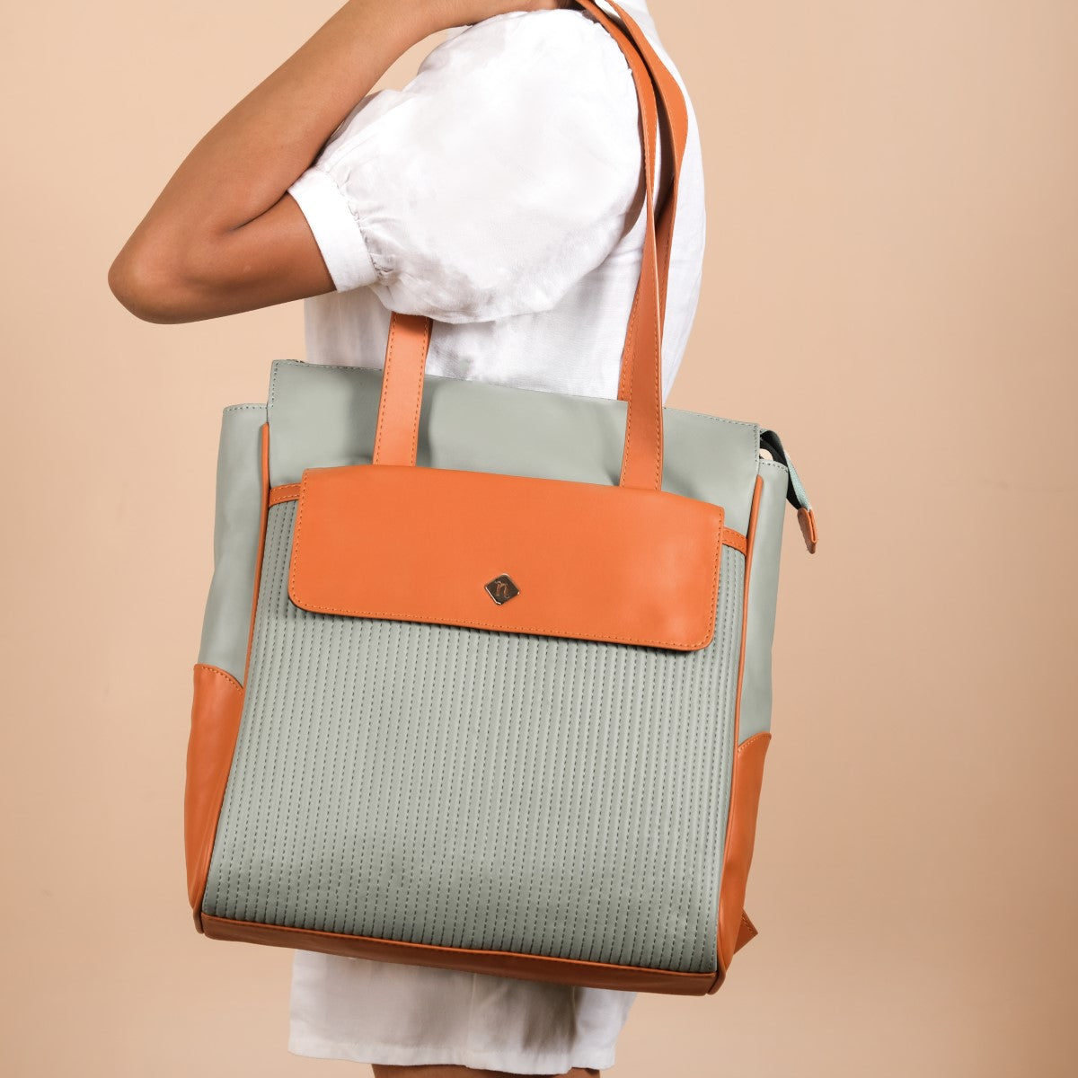 Buy KHAKI DOUBLE-HANDLE TOTE BAG for Women Online in India