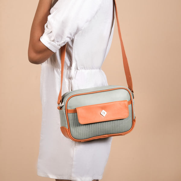 La Fusion Sling Bag For Women Sage Green Tan