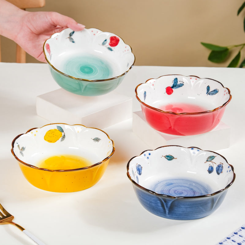 Printed Ceramic Serving Bowl 300 ml - Bowl,ceramic bowl, snack bowls, curry bowl, popcorn bowls | Bowls for dining table & home decor