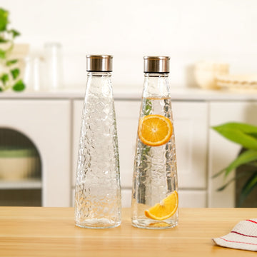 Glass Bottle With Stainless Steel Lid Set Of 2 750ml