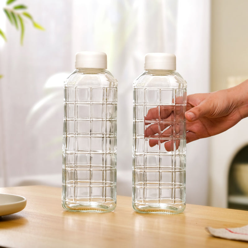 Everyday Transparent Glass Bottle Set Of 2 980ml