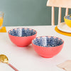 Mandala Ceramic Snack Bowl Pink 400ml Set Of 2 - Bowl,ceramic bowl, snack bowls, curry bowl, popcorn bowls | Bowls for dining table & home decor