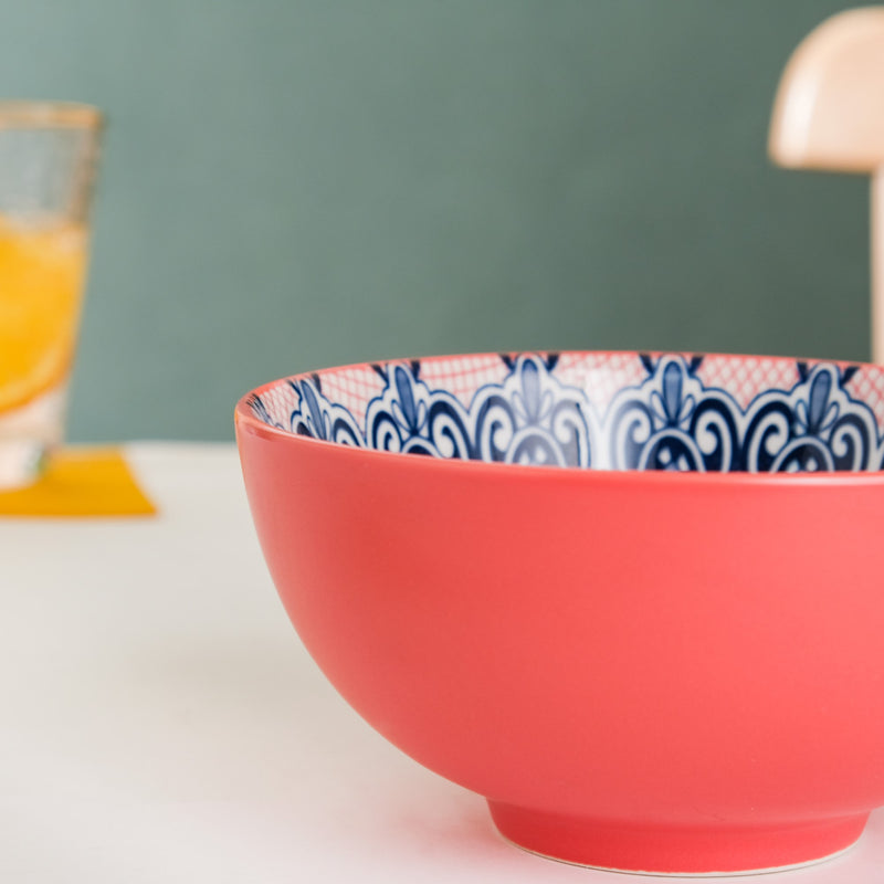 Mandala Ceramic Snack Bowl Pink 400ml Set Of 2 - Bowl,ceramic bowl, snack bowls, curry bowl, popcorn bowls | Bowls for dining table & home decor