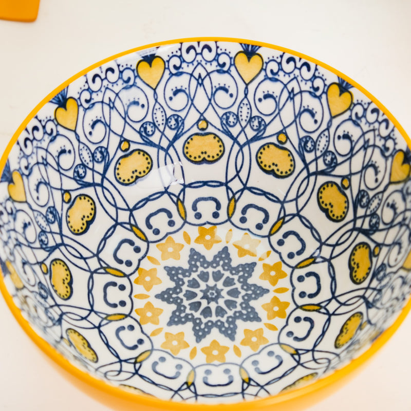 Mandala Ceramic Snack Bowl Yellow 400ml Set Of 2 - Bowl,ceramic bowl, snack bowls, curry bowl, popcorn bowls | Bowls for dining table & home decor