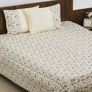 King Size Embroidered Cotton Bed Cover Off-White