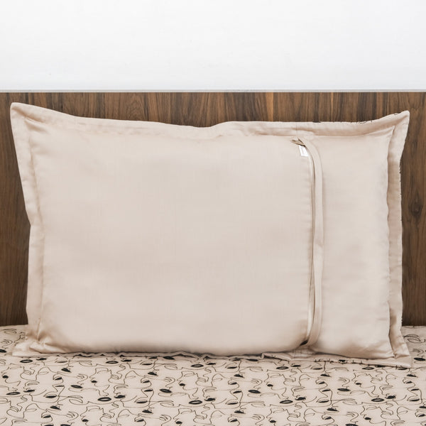 Embroidered King Size Bed Cover Beige