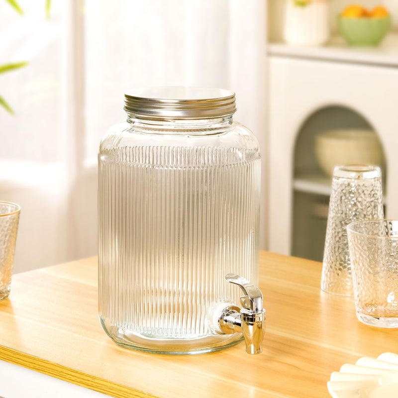 Ribbed Glass Drink Dispenser 3700ml