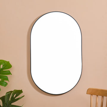 Oval Wall Mirror Black Small