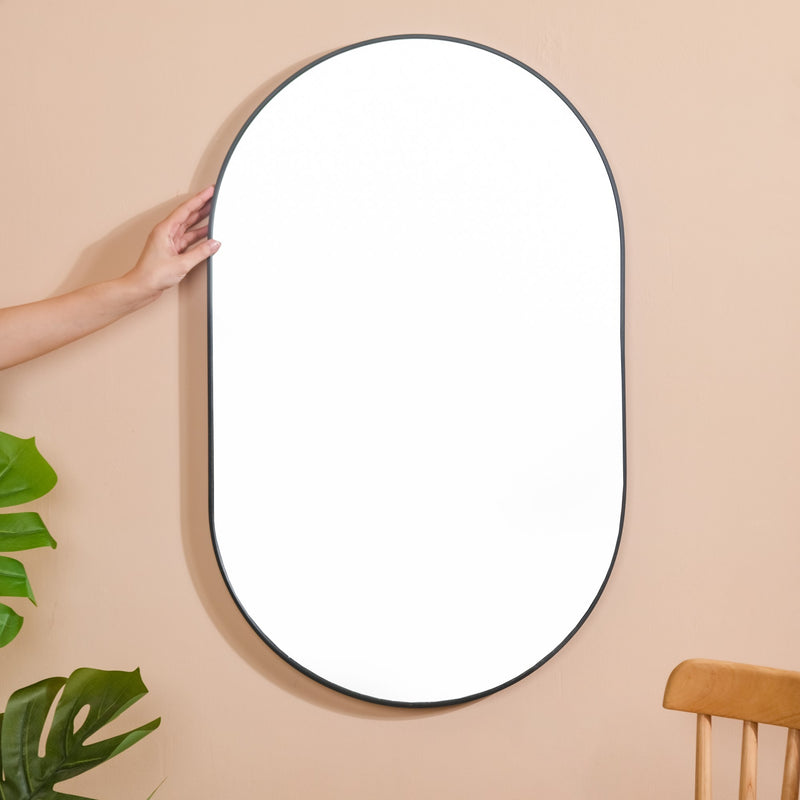 Oval Wall Mirror Black Small