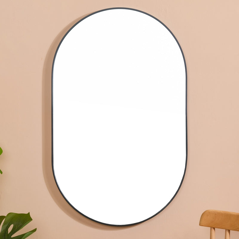 Oval Wall Mirror Black Small
