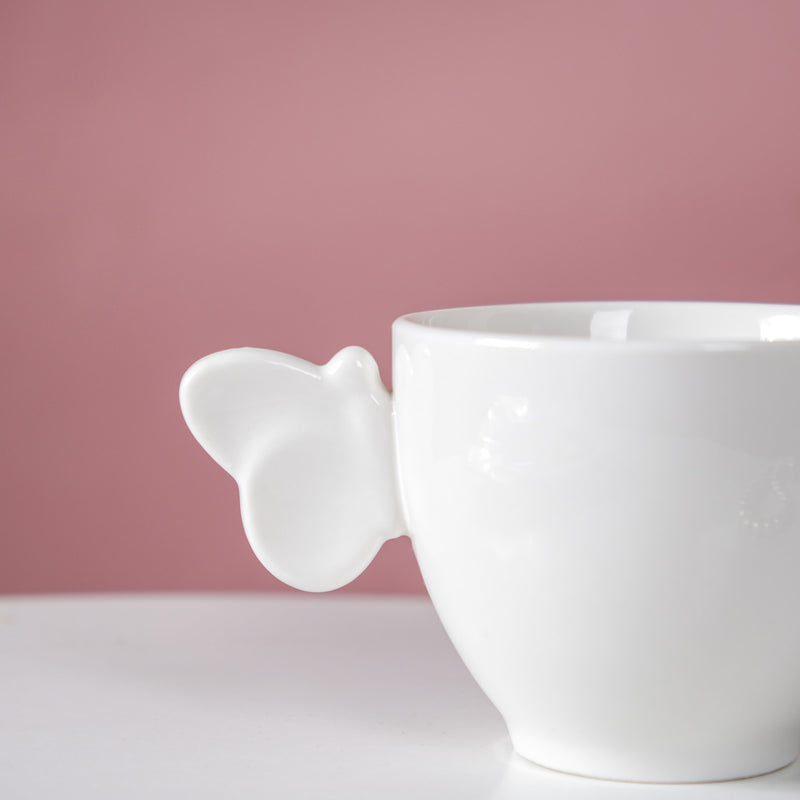 Riona Ceramic Butterfly Cup White- Tea cup, coffee cup, cup for tea | Cups and Mugs for Office Table & Home Decoration