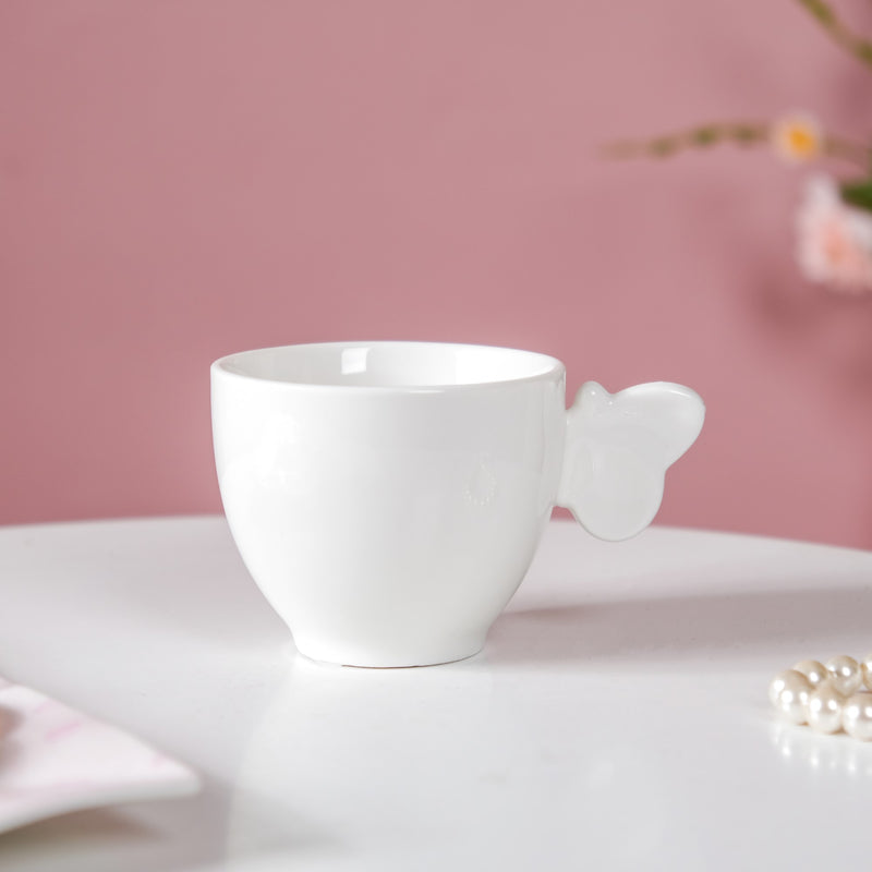 Riona Ceramic Butterfly Cup White- Tea cup, coffee cup, cup for tea | Cups and Mugs for Office Table & Home Decoration