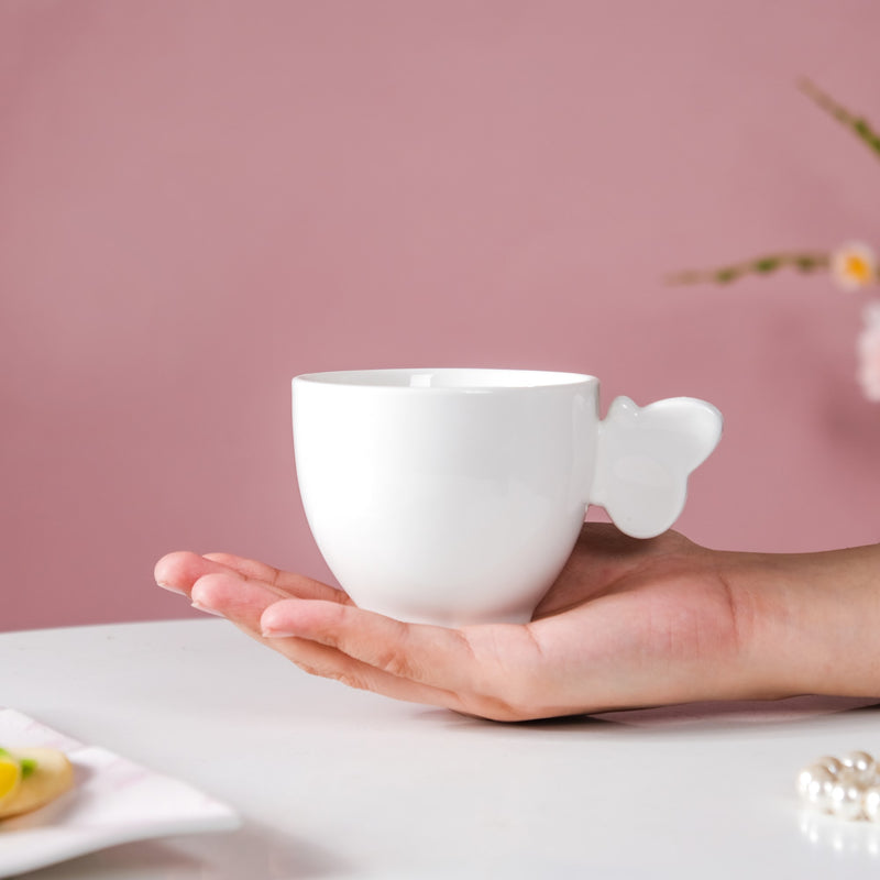 Riona Ceramic Butterfly Cup White- Tea cup, coffee cup, cup for tea | Cups and Mugs for Office Table & Home Decoration