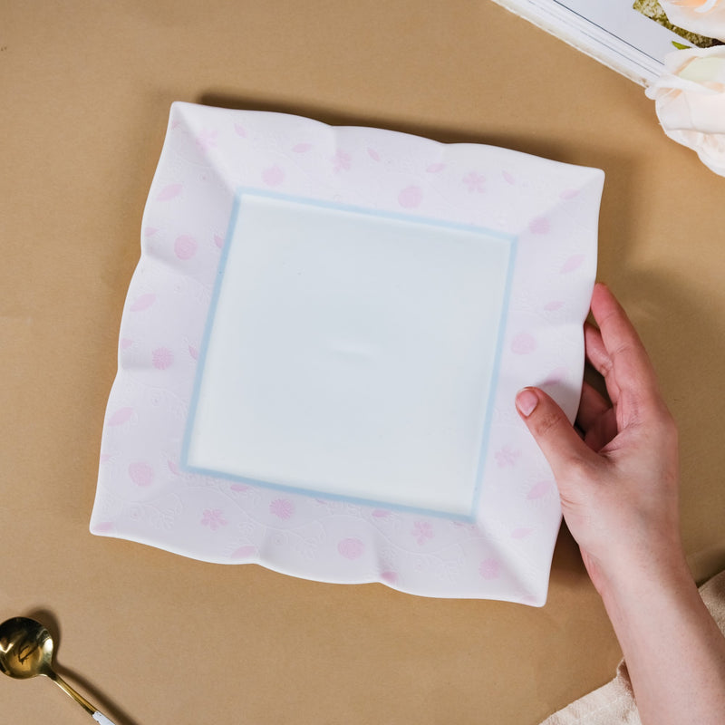 Riona Ceramic Platter White And Pink 9 Inch - Ceramic platter, serving platter, fruit platter | Plates for dining table & home decor