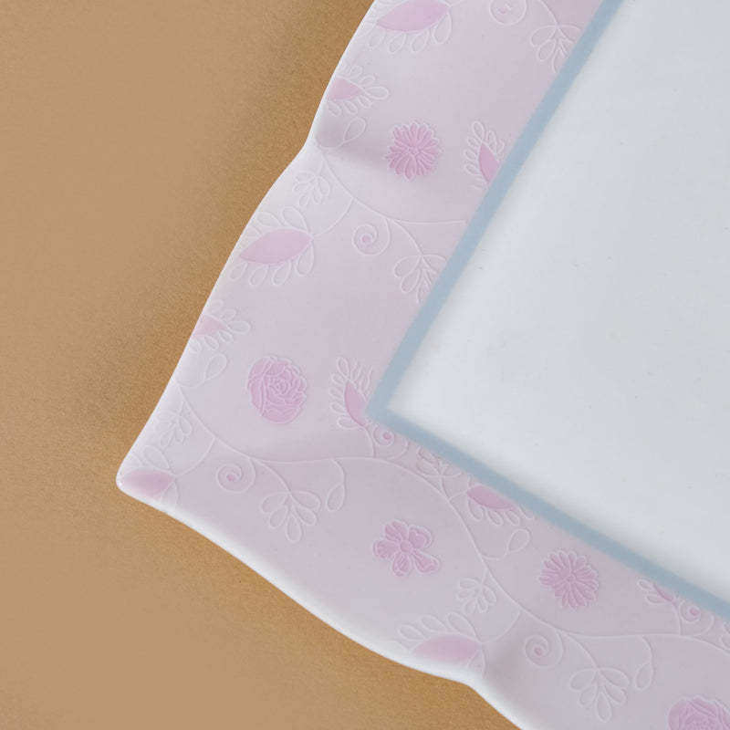 Riona Ceramic Platter White And Pink 9 Inch - Ceramic platter, serving platter, fruit platter | Plates for dining table & home decor