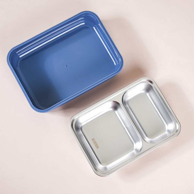 2-Grid Insulated Stainless Steel Bento Box Blue