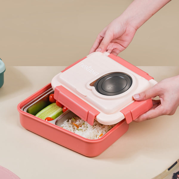 Insulated Lunch Box With Compartment Pink
