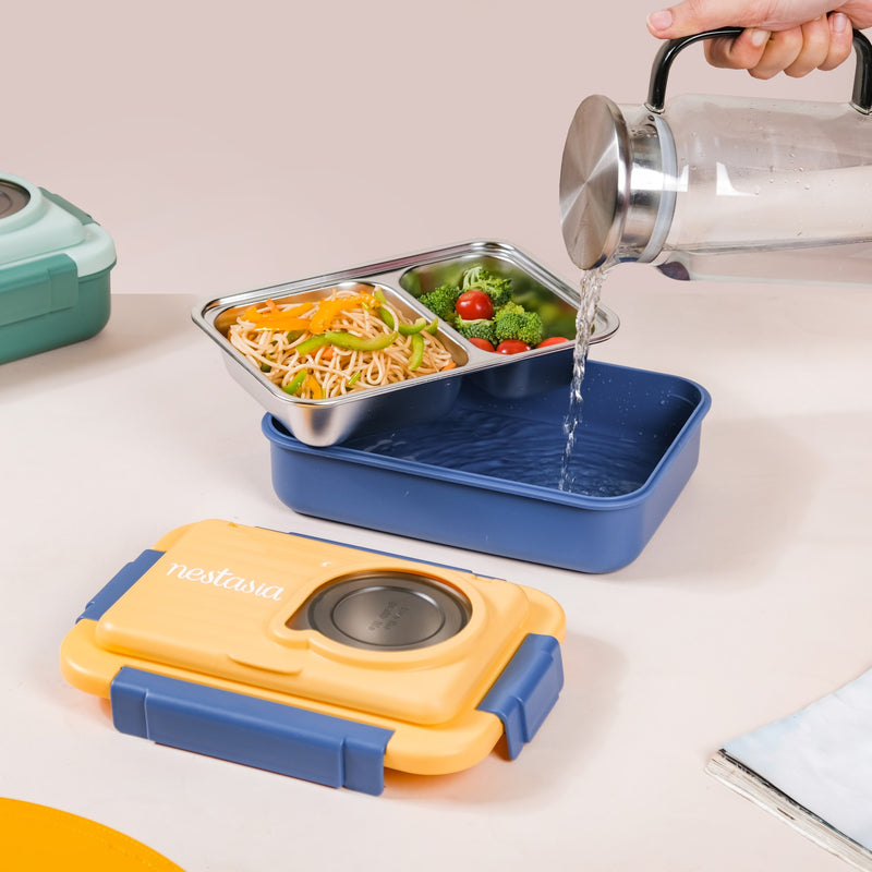 2-Grid Insulated Stainless Steel Bento Box Blue