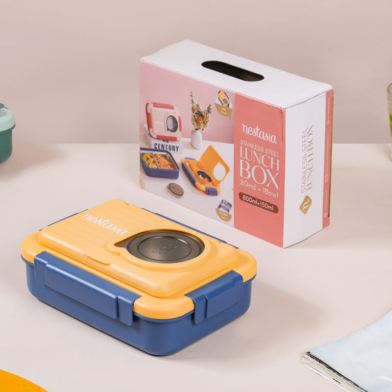 2-Grid Insulated Stainless Steel Bento Box Blue