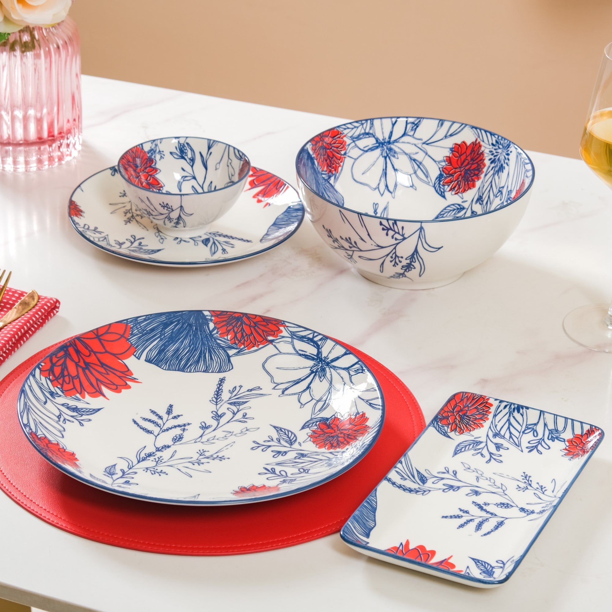Oriental Elegance 22 Piece Dinner Set For Online Premium