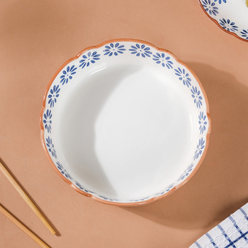 Blue Daisy Serving Bowl 7 Inch - Bowl, ceramic bowl, serving bowls, noodle bowl, salad bowls, bowl for snacks | Bowls for dining table & home decor