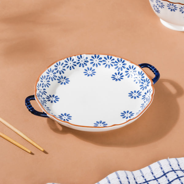 Daisy Dish with Handles - Ceramic platter, serving platter, fruit platter | Plates for dining table & home decor