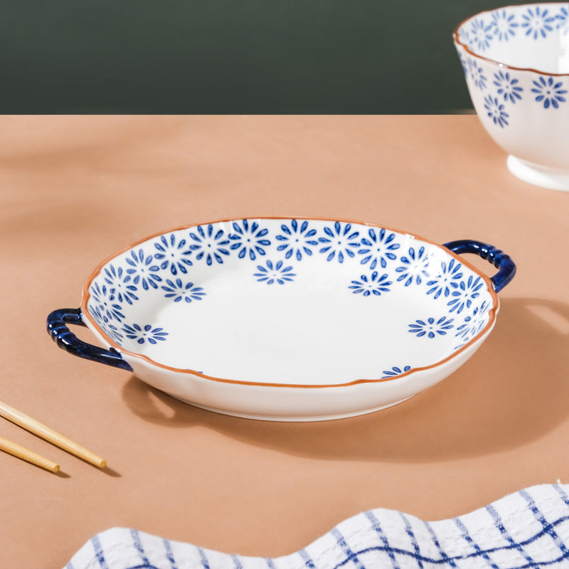 Daisy Dish with Handles - Ceramic platter, serving platter, fruit platter | Plates for dining table & home decor