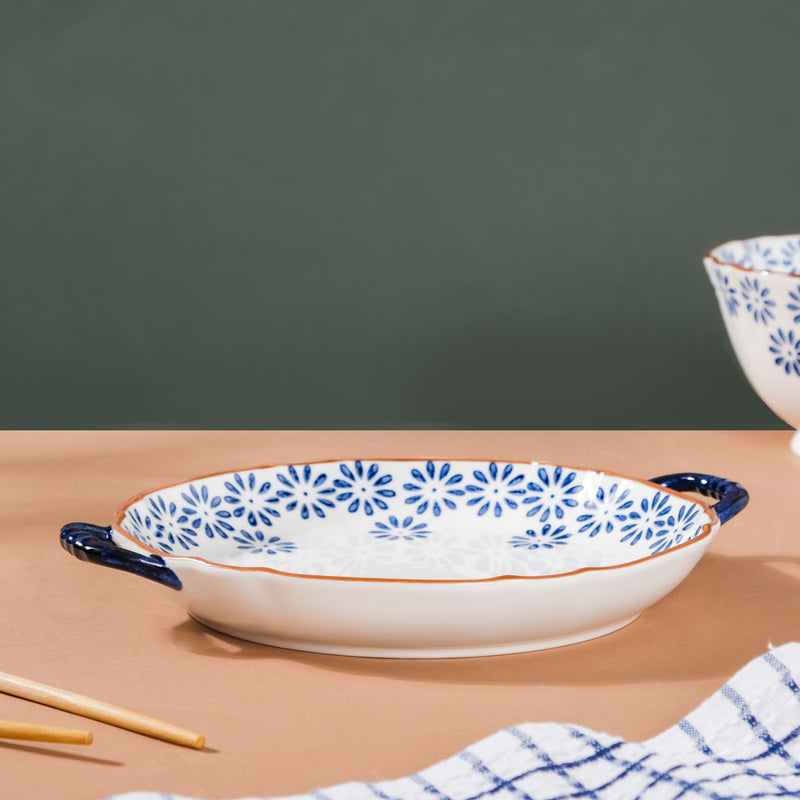 Daisy Dish with Handles - Ceramic platter, serving platter, fruit platter | Plates for dining table & home decor