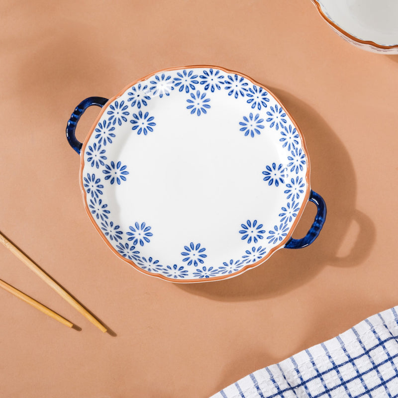 Daisy Dish with Handles - Ceramic platter, serving platter, fruit platter | Plates for dining table & home decor