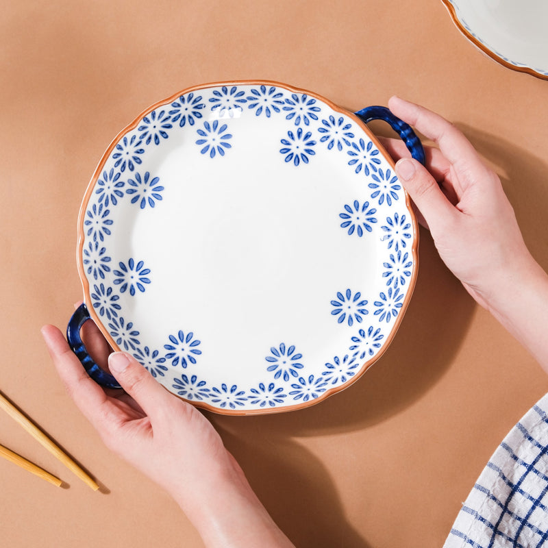 Daisy Dish with Handles - Ceramic platter, serving platter, fruit platter | Plates for dining table & home decor
