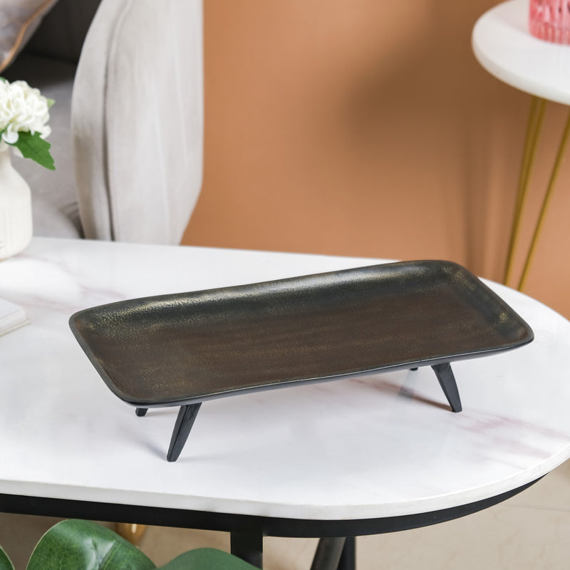 Aluminium Serving Tray Black 14x7 Inch