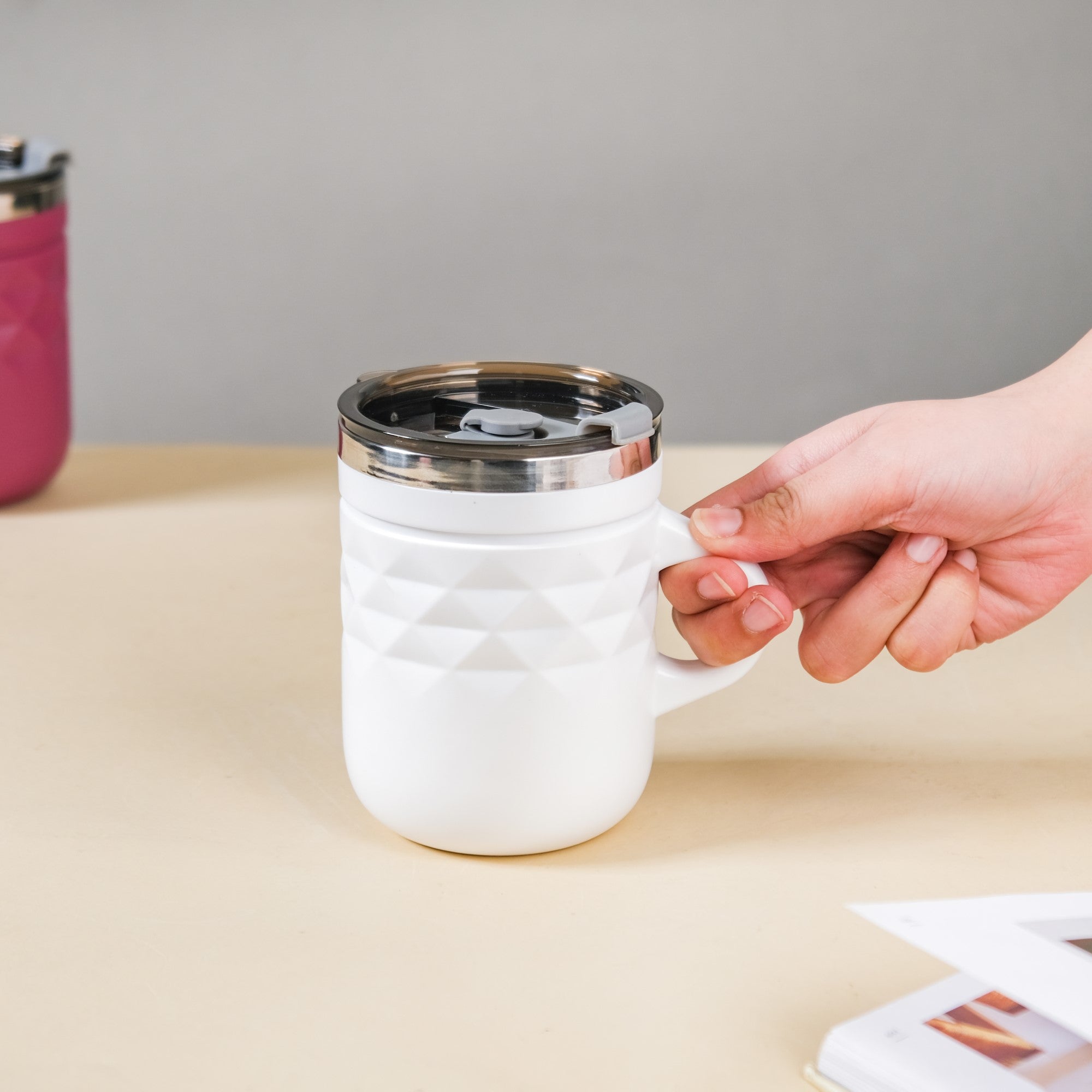 Stainless Steel Travel Mug White 400ml Online Premium Coffee Mug