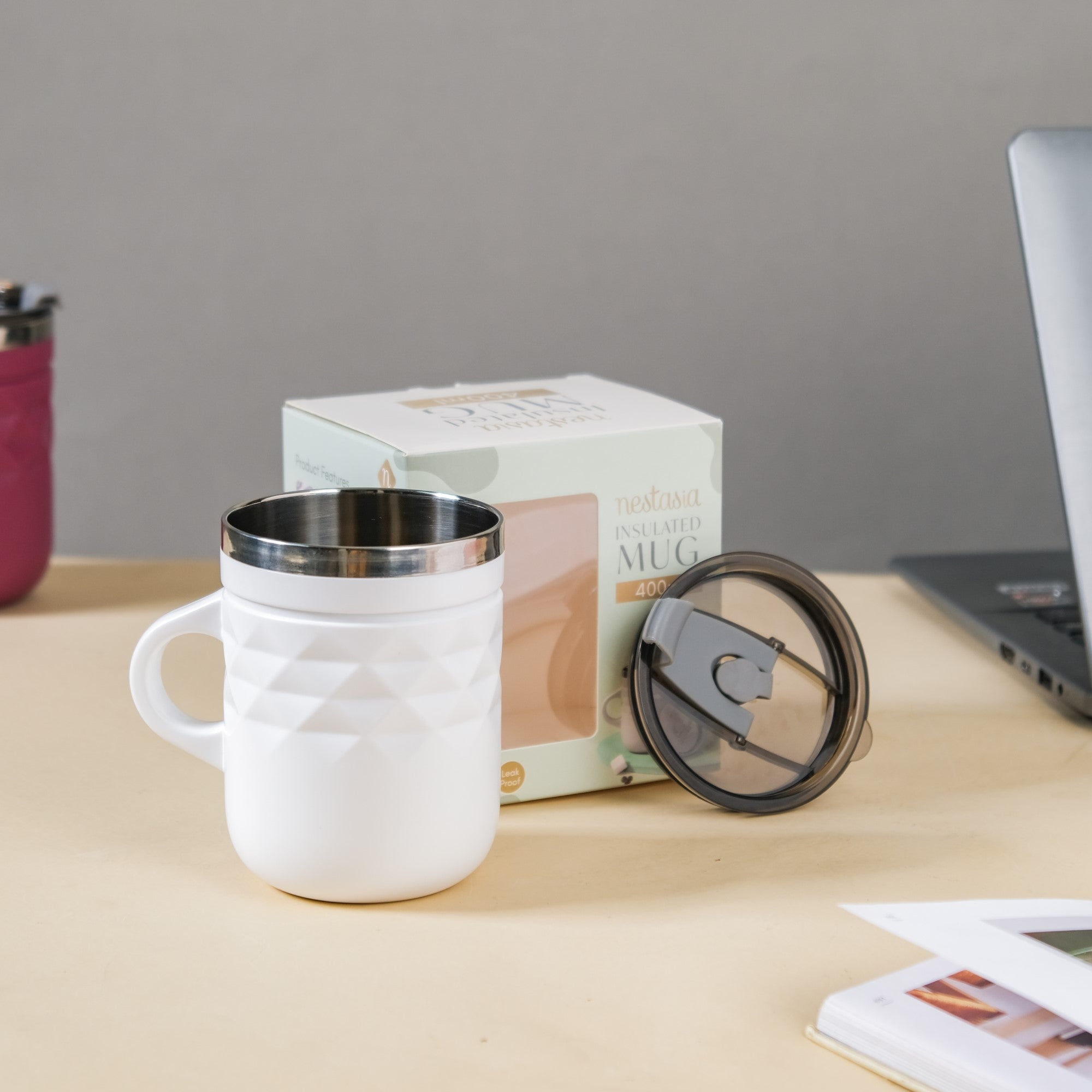 White Matte Finish Stainless Steel Coffee Mug Online | Nestasia