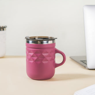 Travel Mug With Lid Magenta 400ml - Travel mug, travel mug with lid, stainless steel mug, coffee mug, travel coffee mug, travel coffee mug with lid