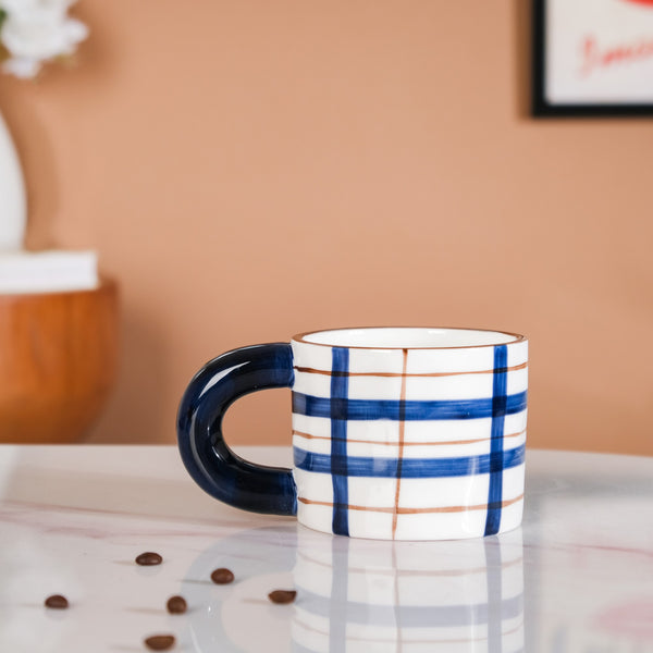 Artsy Ceramic Cup For Coffee Blue Set of 2 330ml