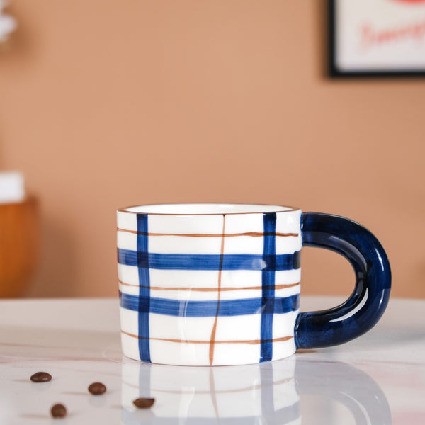 Artsy Ceramic Cup For Coffee Blue Set of 2 330ml