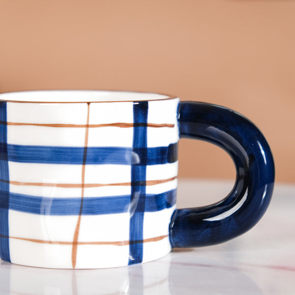 Artsy Ceramic Cup For Coffee Blue Set of 2 330ml