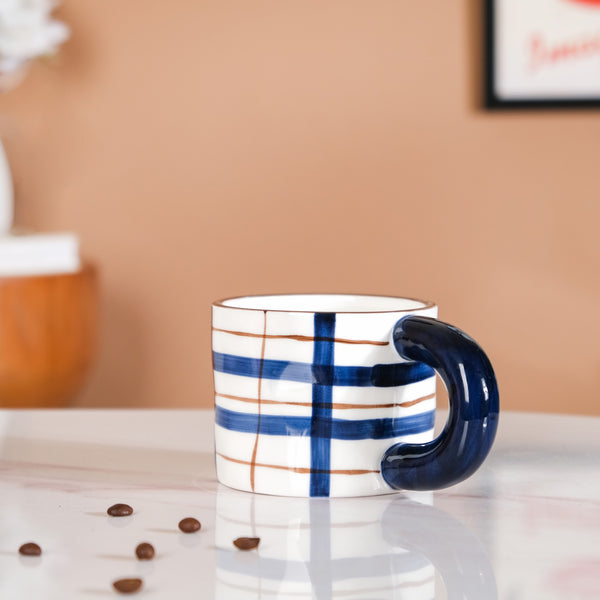 Artsy Ceramic Cup For Coffee Blue Set of 2 330ml