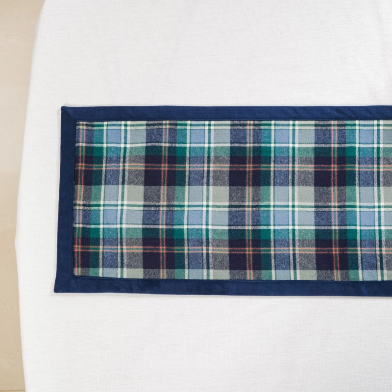 Blue Plaid Table Mat And Runner Set Of 7