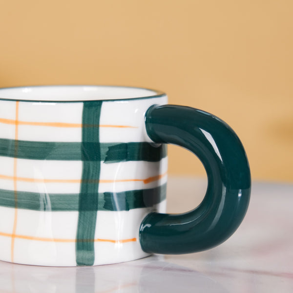 Artsy Ceramic Cup For Coffee Green Set of 2 330ml- Mug for coffee, tea mug, cappuccino mug | Cups and Mugs for Coffee Table & Home Decor