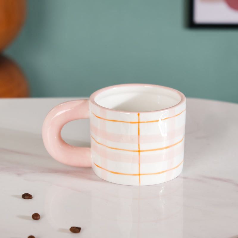 Artsy Ceramic Cup For Coffee Pink Set of 2 330ml- Mug for coffee, tea mug, cappuccino mug | Cups and Mugs for Coffee Table & Home Decor