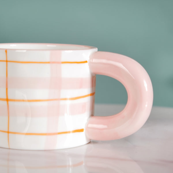 Artsy Ceramic Cup For Coffee Pink Set of 2 330ml- Mug for coffee, tea mug, cappuccino mug | Cups and Mugs for Coffee Table & Home Decor