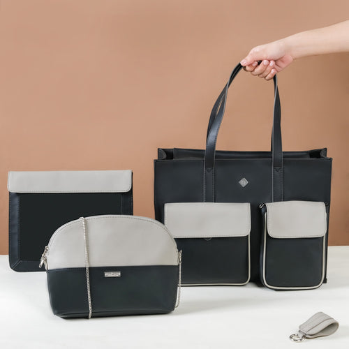 Multifunctional Tote & Sling Travel Bags Set Of 4 Black