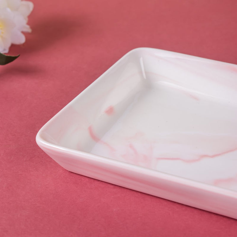 Marble Serving Platter Pink Large 8 Inch - Serving platter for snacks, rectangular platter, appetizer platter, pink platter